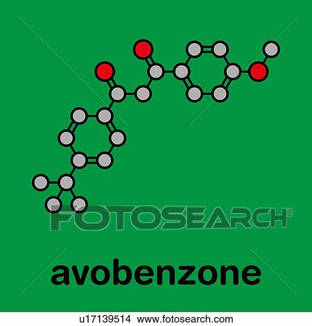 Picture - Avobenzone sunscreen molecule, illustration. Fotosearch