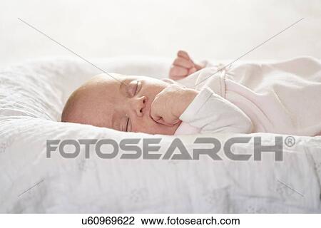 Baby sleeping on U-shaped pillow at home View Large Photo Image Stock Image - Baby sleeping on U-shaped pillow at home. Fotosearch