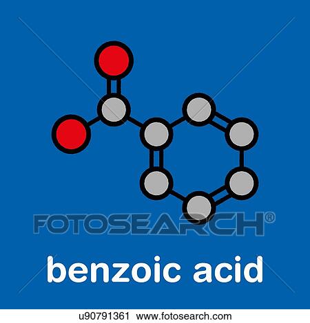 Stock Image - Benzoic acid molecule, illustration. Fotosearch