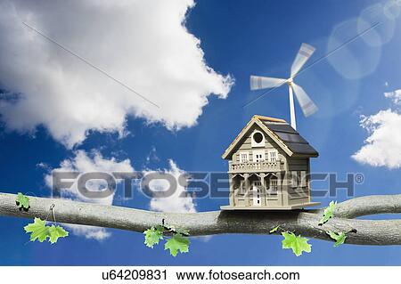 Bird box on a branch powered by green energy View Large Photo Image Stock Image - Bird box on a branch powered by green energy. Fotosearch