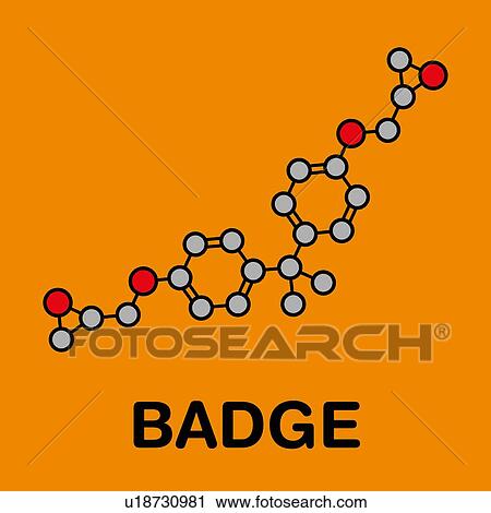 Stock Image - Bisphenol A diglycidyl ether epoxy glue constituent molecule. Fotosearch