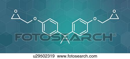 Stock Photo - Bisphenol A diglycidyl ether epoxy glue constituent molecule. Fotosearch