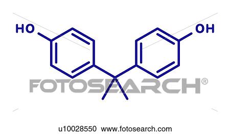Stock Image - Bisphenol A plastic pollutant molecule, illustration. Fotosearch