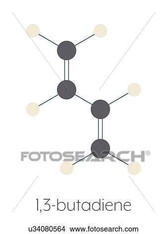 Picture - Butadiene synthetic rubber molecule, illustration. Fotosearch