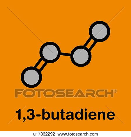 Stock Image - Butadiene synthetic rubber molecule, illustration. Fotosearch