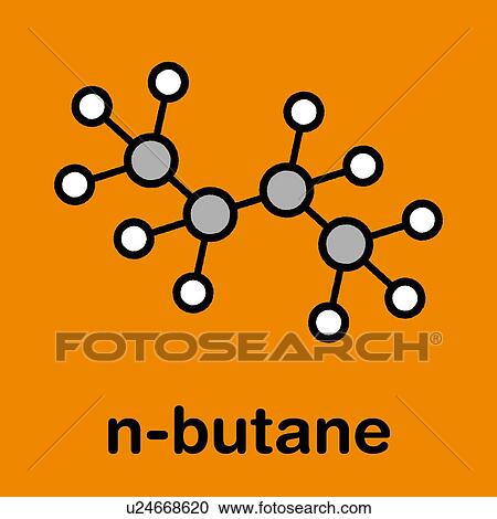 Stock Image - Butane hydrocarbon molecule, illustration. Fotosearch