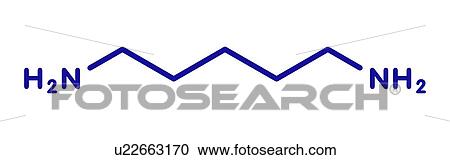 Stock Image - Cadaverine foul smelling molecule, illustration. Fotosearch
