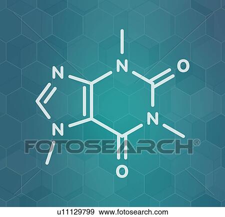 Stock Photo - Caffeine stimulant molecule, illustration. Fotosearch