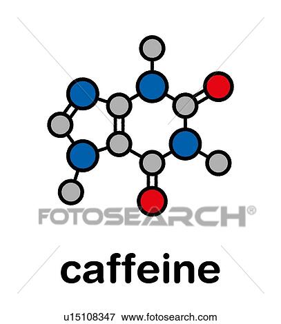 Stock Photo - Caffeine stimulant molecule, illustration. Fotosearch