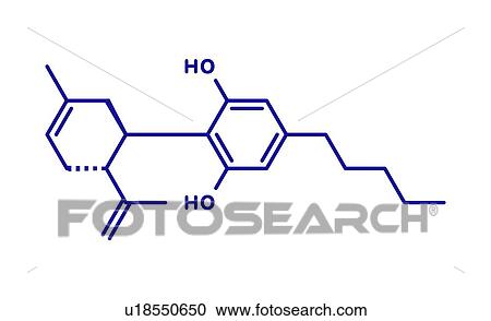 Stock Image - Cannabidiol cannabis molecule, illustration. Fotosearch