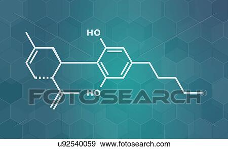 Stock Photo - Cannabidiol cannabis molecule, illustration. Fotosearch