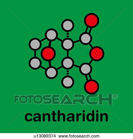 Picture - Cantharidin blister beetle poison molecule, illustration. Fotosearch