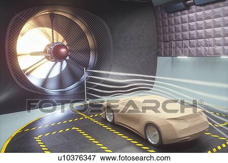 Stock Photo - Car in wind tunnel, illustration. Fotosearch