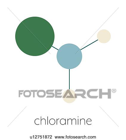 Stock Image - Chloramine disinfectant molecule, illustration. Fotosearch
