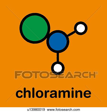 Stock Photo - Chloramine disinfectant molecule, illustration. Fotosearch
