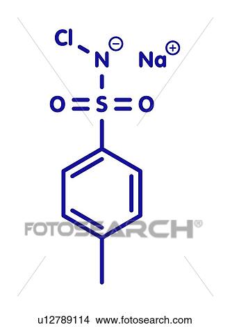 Picture - Chloramine-T disinfectant molecule, illustration. Fotosearch