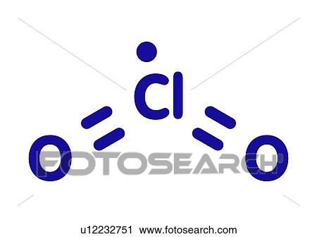 Stock Image - Chlorine dioxide molecule, illustration. Fotosearch