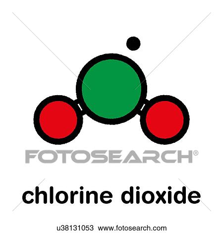 Stock Image - Chlorine dioxide molecule, illustration. Fotosearch