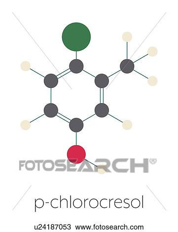 Stock Image - Chlorocresol antiseptic molecule, illustration. Fotosearch