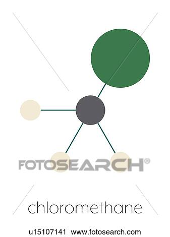 Stock Image - Chloromethane molecule, illustration. Fotosearch