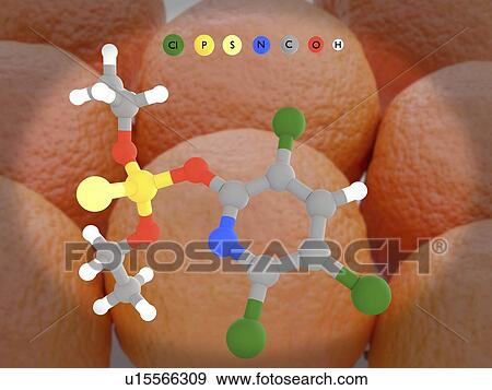 Stock Photo - Chlorpyrifos insecticide molecule, illustration. Fotosearch