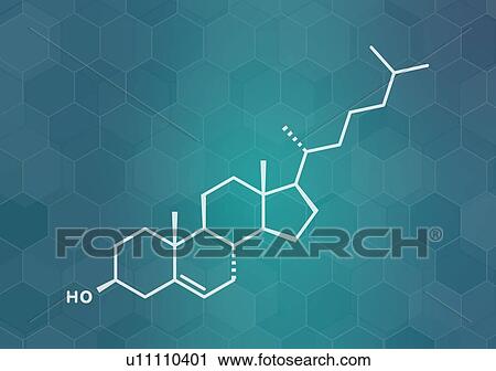 Stock Image - Cholesterol molecule, illustration. Fotosearch