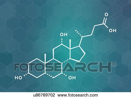Stock Image - Cholic acid molecule, illustration. Fotosearch