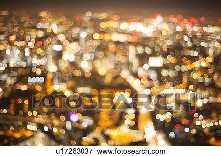 Stock Photo - City lights at night. Fotosearch