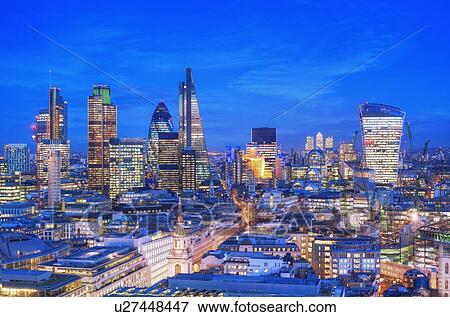 City of London, UK, at dusk View Large Photo Image Stock Photo - City of London, UK, at dusk. Fotosearch