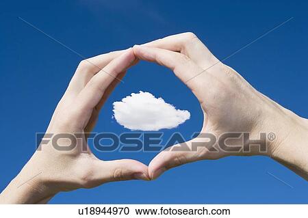 Cloud framed in hands View Large Photo Image Stock Image - Cloud framed in hands. Fotosearch