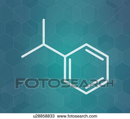Stock Image - Cumene aromatic hydrocarbon molecule, illustration. Fotosearch