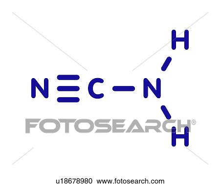 Stock Image - Cyanamide molecule, illustration. Fotosearch