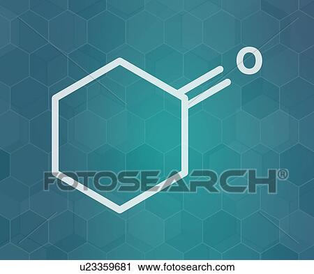 Stock Image - Cyclohexanone organic solvent molecule, illustration. Fotosearch