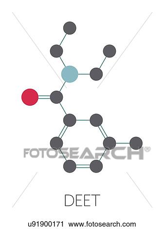 Stock Image - DEET insect repellent molecule, illustration. Fotosearch