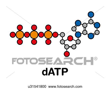 Stock Image - Deoxyadenosine triphosphate nucleotide molecule. Fotosearch
