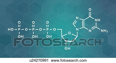 Stock Image - Deoxyguanosine triphosphate nucleotide molecule. Fotosearch