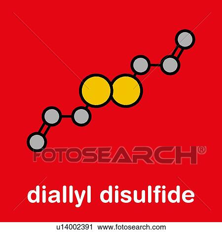 Stock Image - Diallyl disulfide garlic molecule, illustration. Fotosearch
