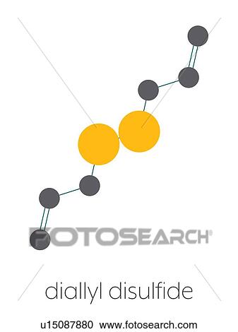 Stock Image - Diallyl disulfide garlic molecule, illustration. Fotosearch