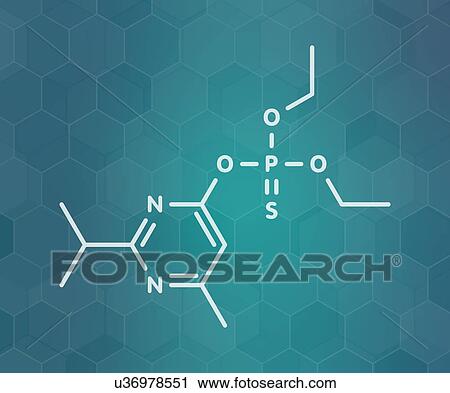 Stock Image - Diazinon organophosphate insecticide molecule, illustration. Fotosearch