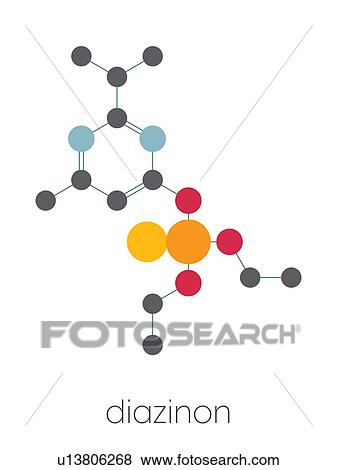 Stock Photo - Diazinon organophosphate insecticide molecule, illustration. Fotosearch