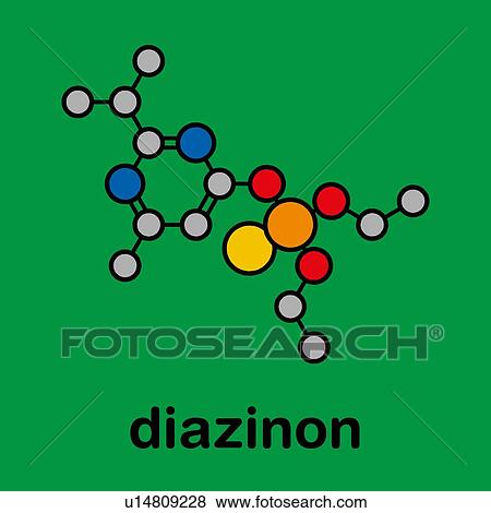Stock Photo - Diazinon organophosphate insecticide molecule, illustration. Fotosearch
