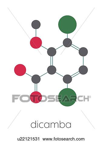 Stock Image - Dicamba herbicide molecule, illustration. Fotosearch