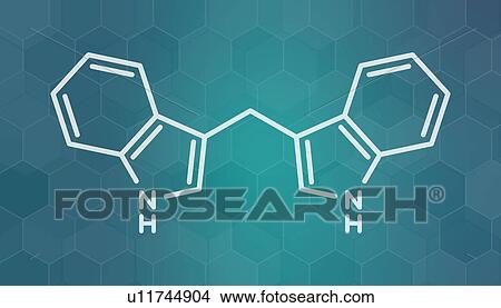 Picture - Diindolylmethane molecule, illustration. Fotosearch