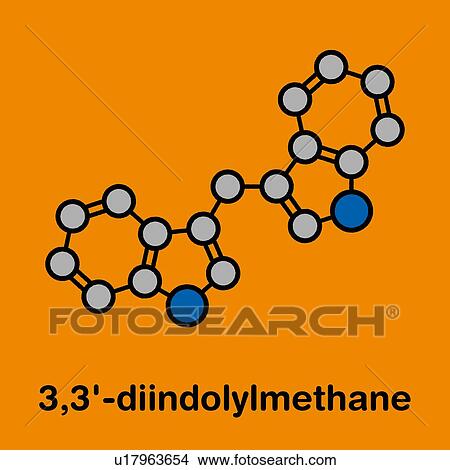 Picture - Diindolylmethane molecule, illustration. Fotosearch