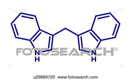 Stock Image - Diindolylmethane molecule, illustration. Fotosearch