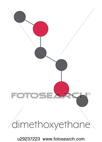 Stock Image - Dimethoxyethane chemical solvent molecule, illustration. Fotosearch
