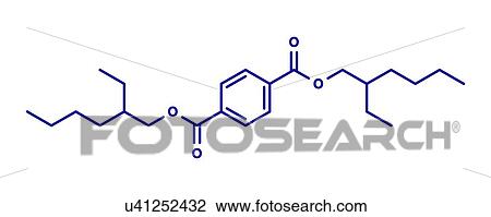 Stock Image - Dioctyl terephthalate plasticizer molecule, illustration. Fotosearch