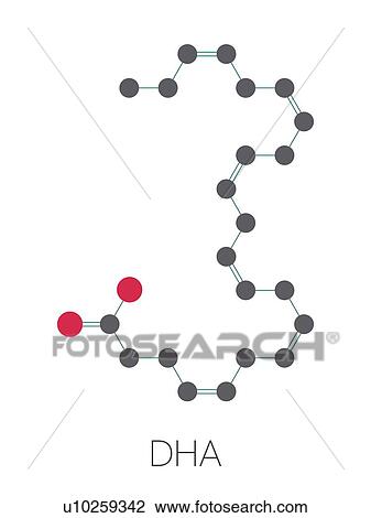 Stock Image - Docosahexaenoic acid molecule, illustration. Fotosearch