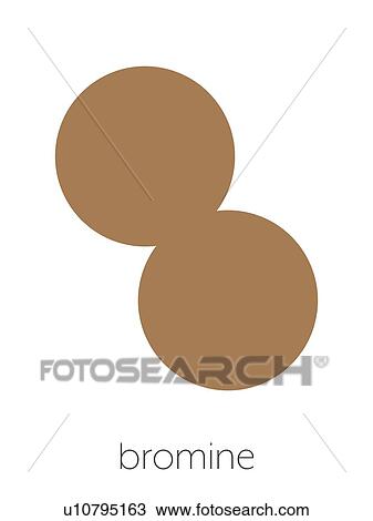 Stock Image - Elemental bromine molecule, illustration. Fotosearch