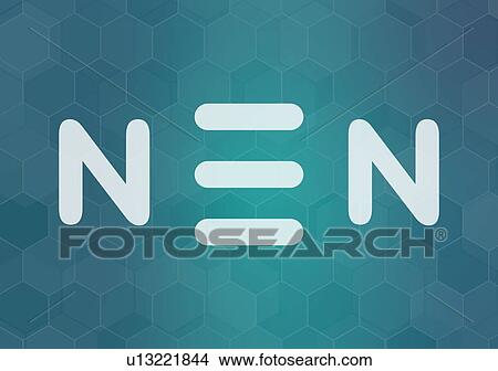 Picture - Elemental nitrogen molecule, illustration. Fotosearch